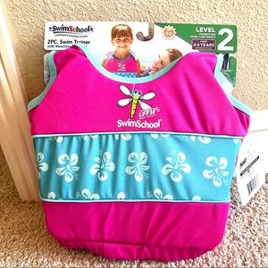 Swim School Aqua leisure 2 Piece Swim Trainer Level 2 Girl 4-6 Years 50 lbs Pink